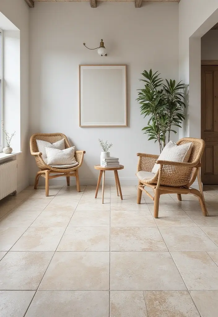 28 Tiles for Living Room Floor Small House Ideas That Add Space Illusion - 21. Beach-Style Tiles