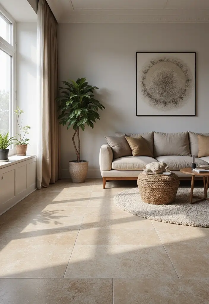 28 Tiles for Living Room Floor Small House Ideas That Add Space Illusion - 25. Hybrid Material Tiles