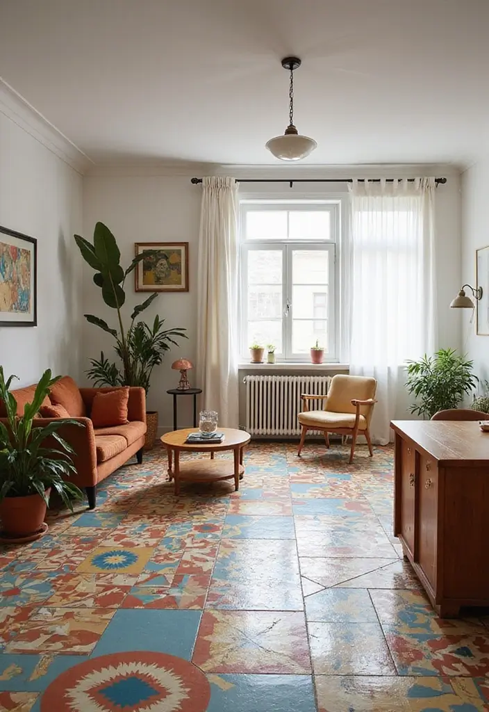 28 Tiles for Living Room Floor Small House Ideas That Add Space Illusion - 4. Geometric Tile Designs