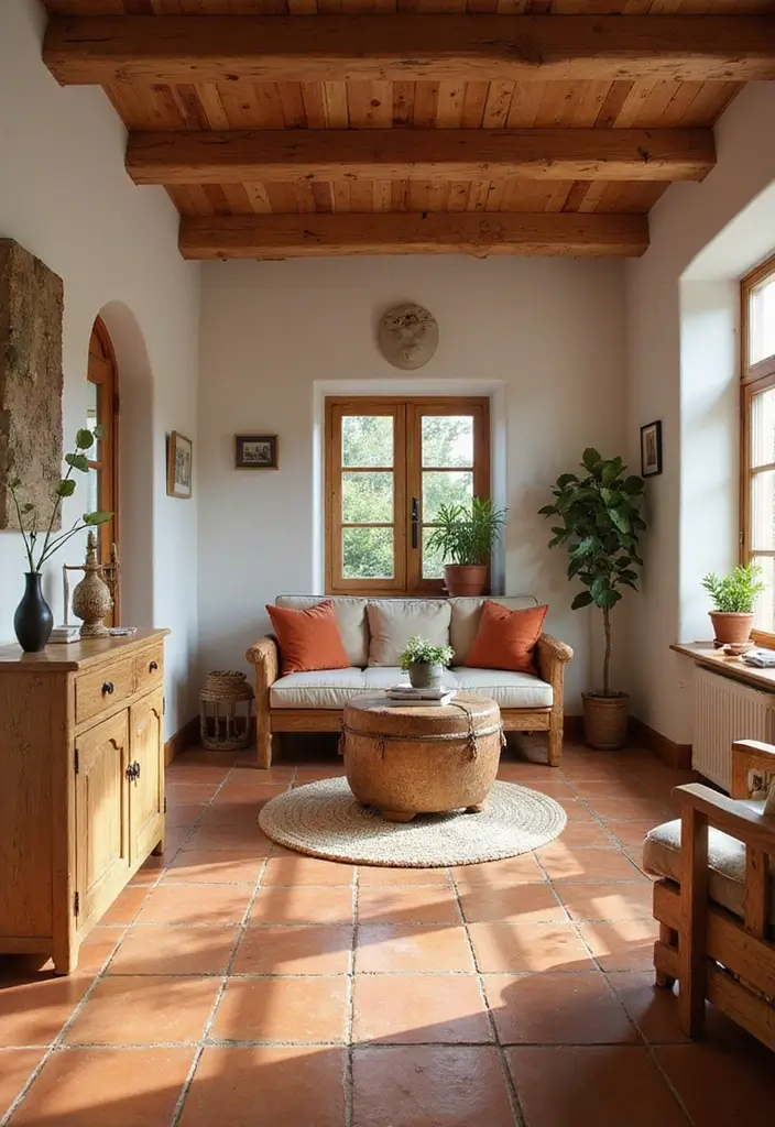 28 Tiles for Living Room Floor Small House Ideas That Add Space Illusion - 6. Terracotta Tiles