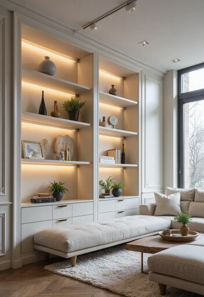 28 Wall Molding Ideas Living Room That Add Texture and Class - 16. Multi-Functional Moldings