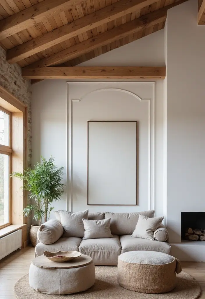 28 Wall Molding Ideas Living Room That Add Texture and Class - 19. Beam and Molding Combination