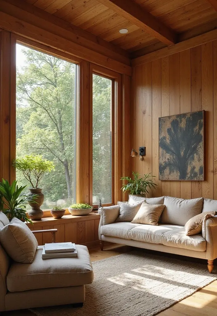 28 Wall Molding Ideas Living Room That Add Texture and Class - 23. Natural Elements in Molding