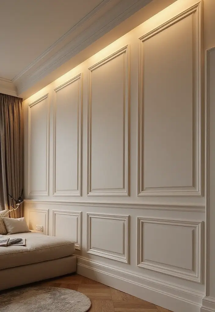 28 Wall Molding Ideas Living Room That Add Texture and Class - 28. Molding with Integrated Lighting