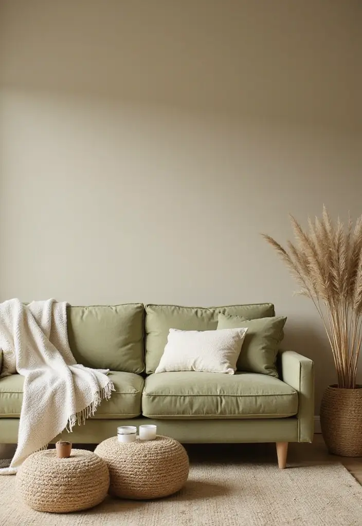 29 Beige and Olive Green Living Room Ideas That Feel Warm and Earthy - 12. Eco-Friendly Paint Options