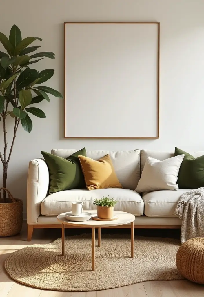 29 Beige and Olive Green Living Room Ideas That Feel Warm and Earthy - 13. Seasonal Decor Swaps