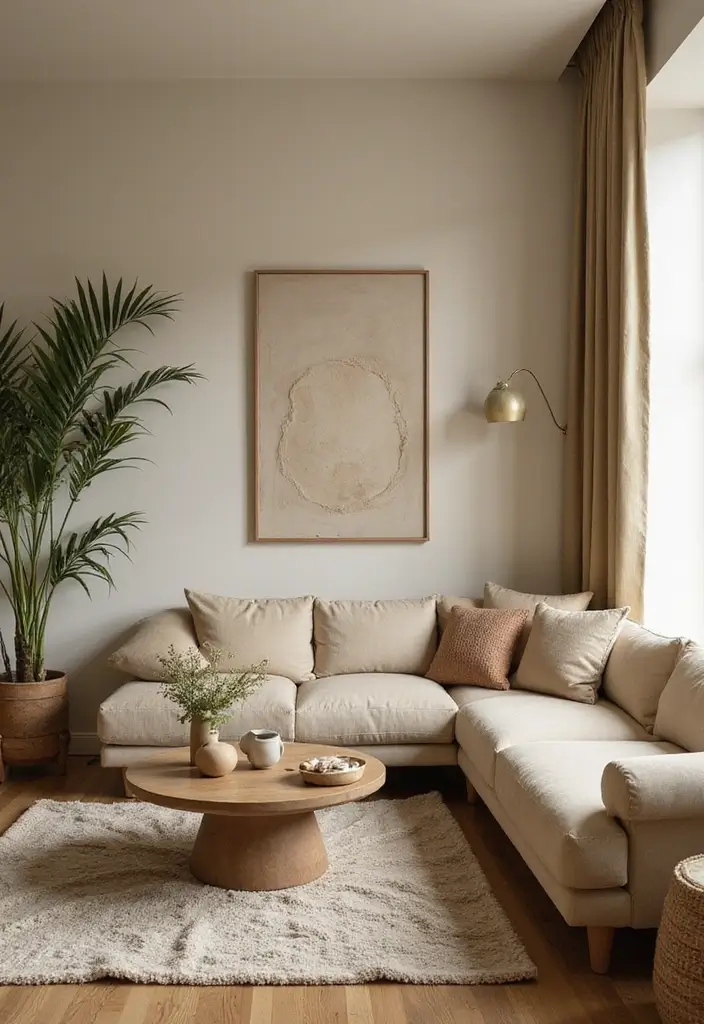 29 Beige and Olive Green Living Room Ideas That Feel Warm and Earthy - 22. Incorporating Earthy Ceramics