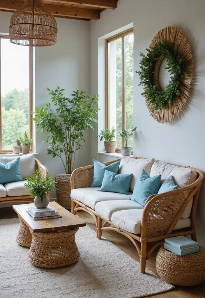 29 Brown and Blue Living Room Ideas That Feel Calm and Balanced - 10. Outdoor-Inspired Decor