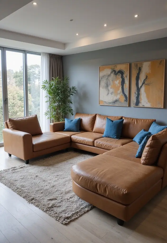 29 Brown and Blue Living Room Ideas That Feel Calm and Balanced - 14. Modular Furniture