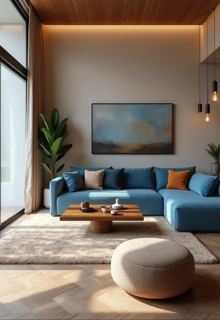 29 Brown and Blue Living Room Ideas That Feel Calm and Balanced - 29. Open Floor Plans