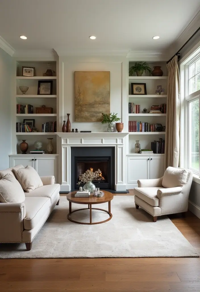 29 First Floor Living Room Ideas That Make the Most of the Layout - 17. Custom Built-ins