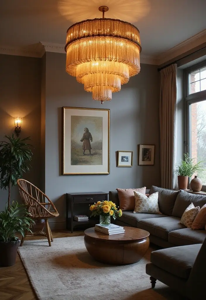 29 First Floor Living Room Ideas That Make the Most of the Layout - 21. Statement Lighting Fixtures