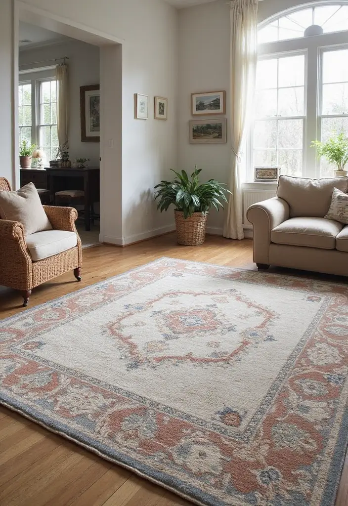 29 First Floor Living Room Ideas That Make the Most of the Layout - 5. Creative Area Rugs