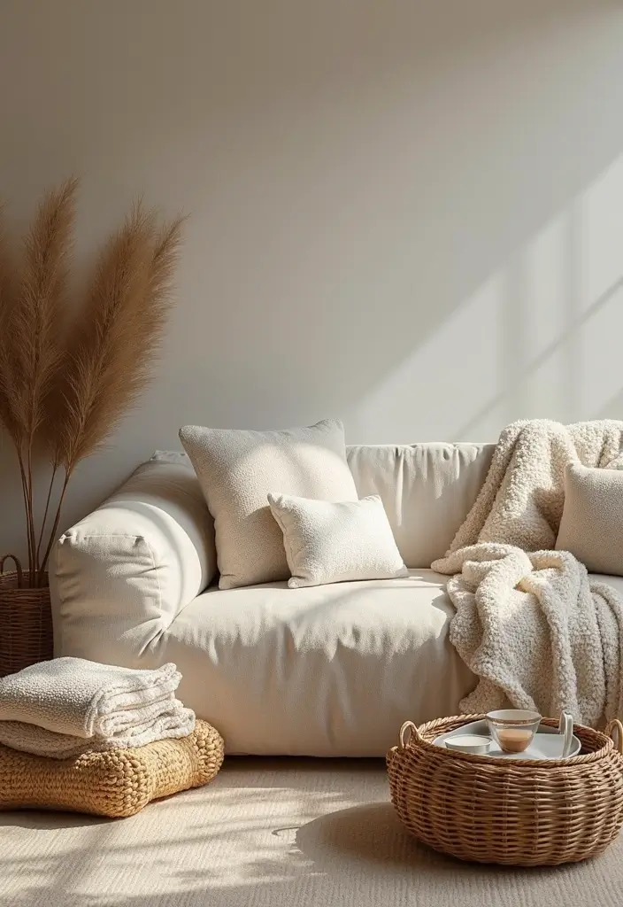 29 First Floor Living Room Ideas That Make the Most of the Layout - 8. Textured Fabrics for Cozy Vibes