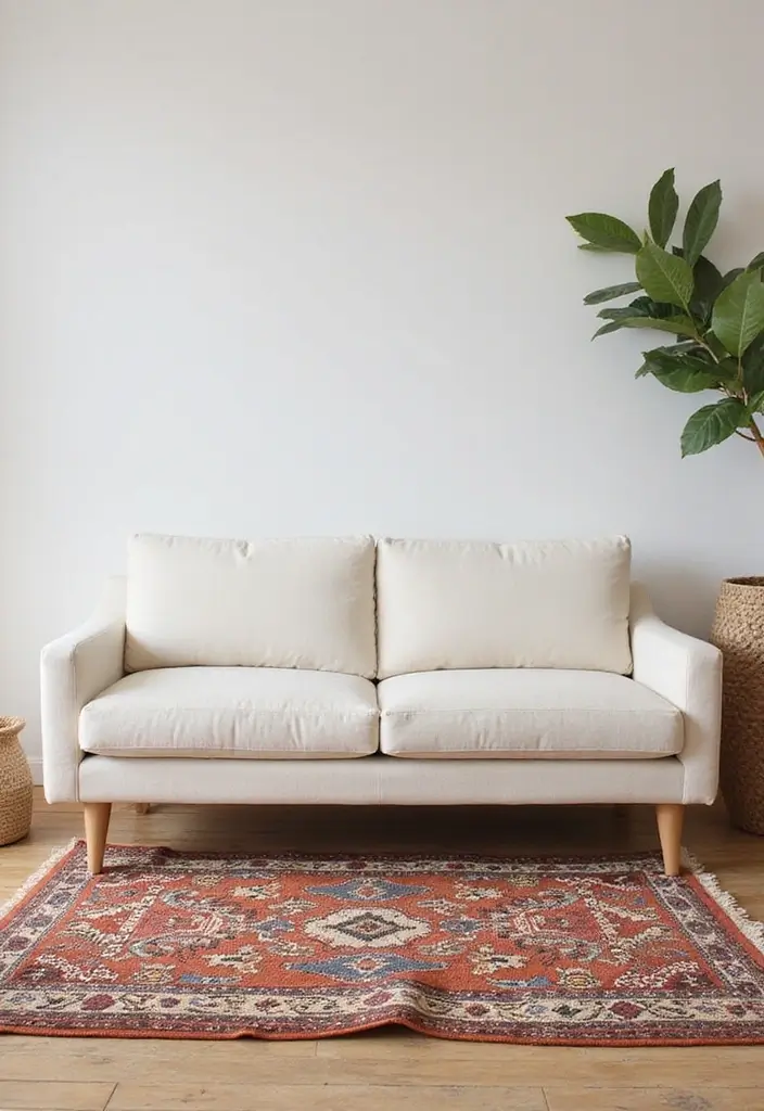 29 Ivory Sofa Living Room Ideas That Feel Elegant and Serene - 2. Layered Rugs for Depth