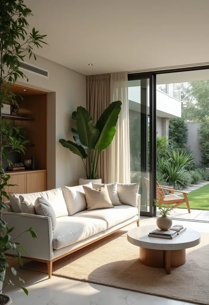 29 Ivory Sofa Living Room Ideas That Feel Elegant and Serene - 28. Merging Indoor and Outdoor Spaces