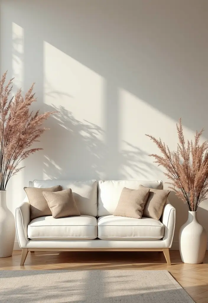 29 Ivory Sofa Living Room Ideas That Feel Elegant and Serene - 29. Seasonal Floral Arrangements