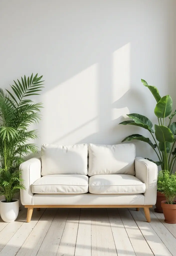 29 Ivory Sofa Living Room Ideas That Feel Elegant and Serene - 3. Nature’s Touch with Indoor Plants