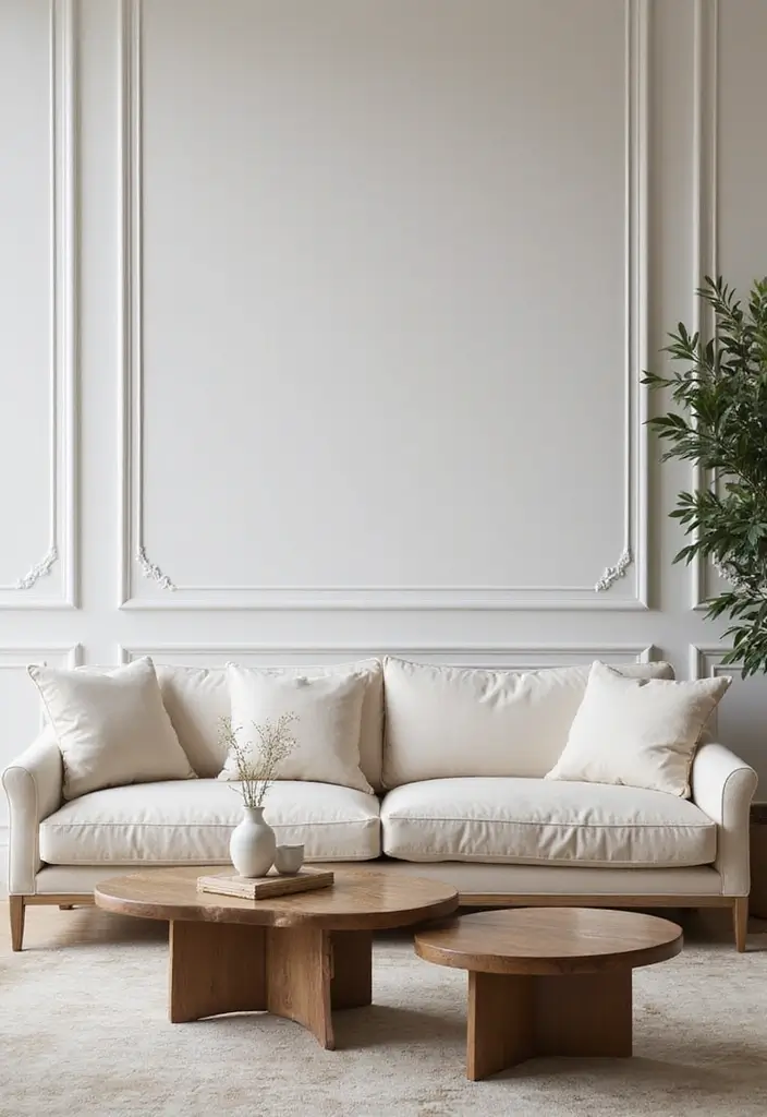 29 Ivory Sofa Living Room Ideas That Feel Elegant and Serene - 8. Unique Coffee Tables