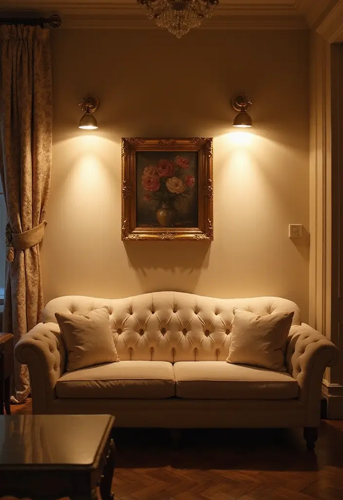 29 Ivory Sofa Living Room Ideas That Feel Elegant and Serene - 9. Layered Lighting for Ambiance