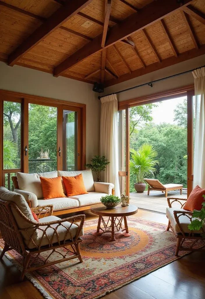 29 Kerala Living Room Designs That Blend Tradition and Modernity - 13. Outdoor-Indoors with a Veranda Touch