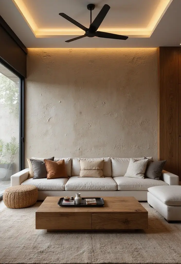 29 Kerala Living Room Designs That Blend Tradition and Modernity - 15. Textured Wall Finishes for Added Interest