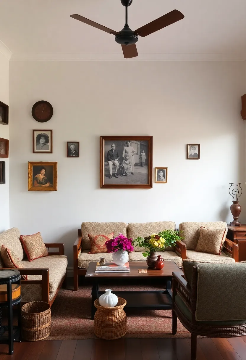 29 Kerala Living Room Designs That Blend Tradition and Modernity - 22. Adding Personal Touches with Family Heirlooms
