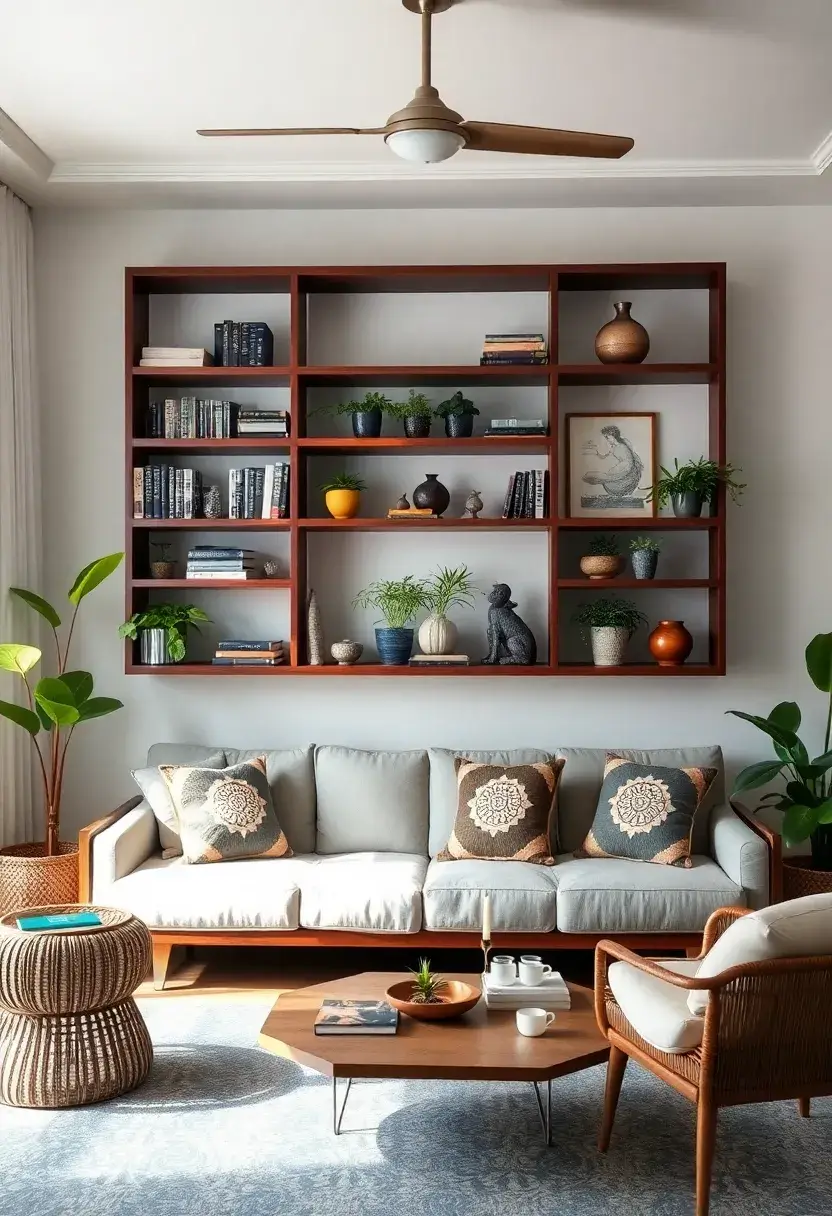 29 Kerala Living Room Designs That Blend Tradition and Modernity - 24. The Appeal of Open Shelving