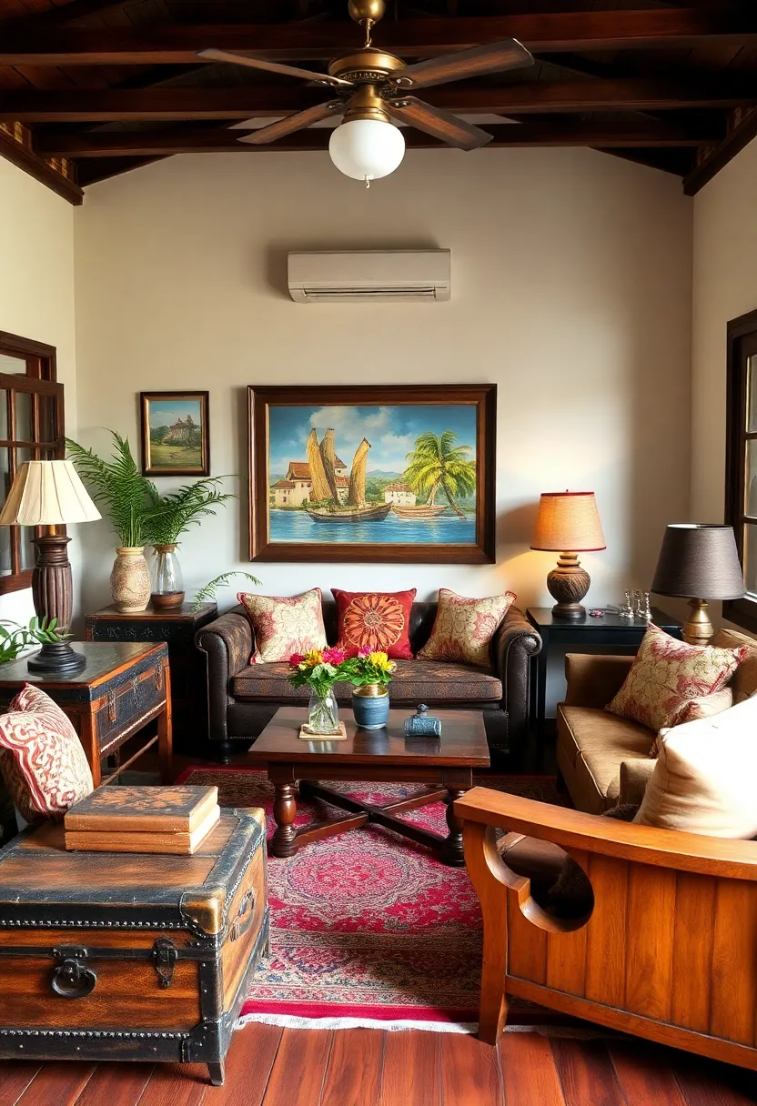 29 Kerala Living Room Designs That Blend Tradition and Modernity - 27. Vintage Finds to Add Character