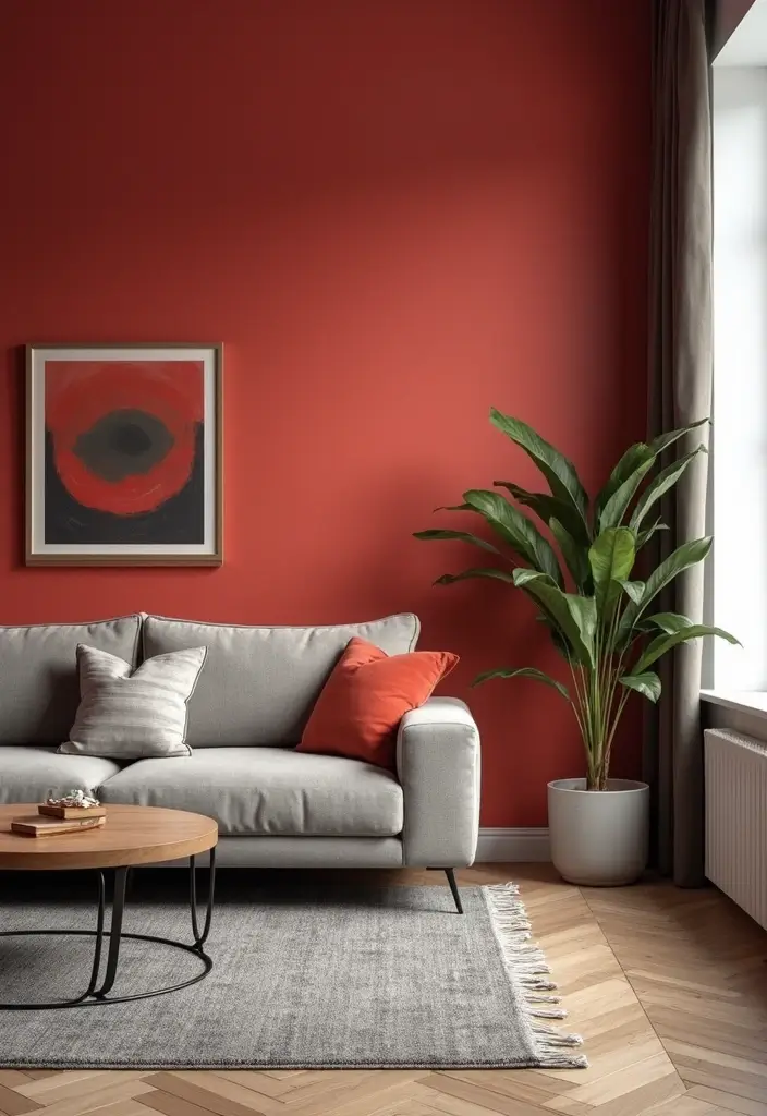 29 Living Room Dark Ideas That Feel Dramatic and Sophisticated - 15. Bold Accent Walls