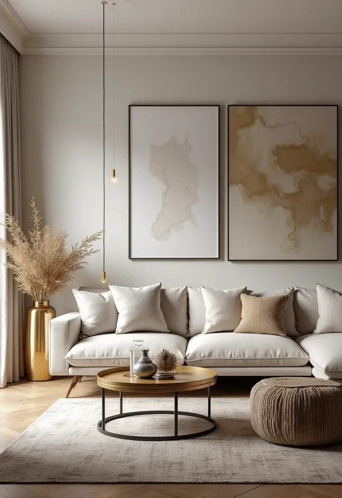 29 Living Room Dark Ideas That Feel Dramatic and Sophisticated - 8. Mixed Metals