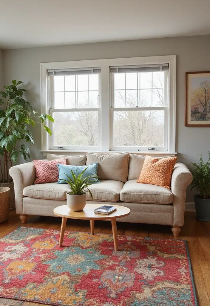 29 Living Room Ideas Cozy Styles That Feel Warm and Relaxing - 21. Use Colorful Rugs