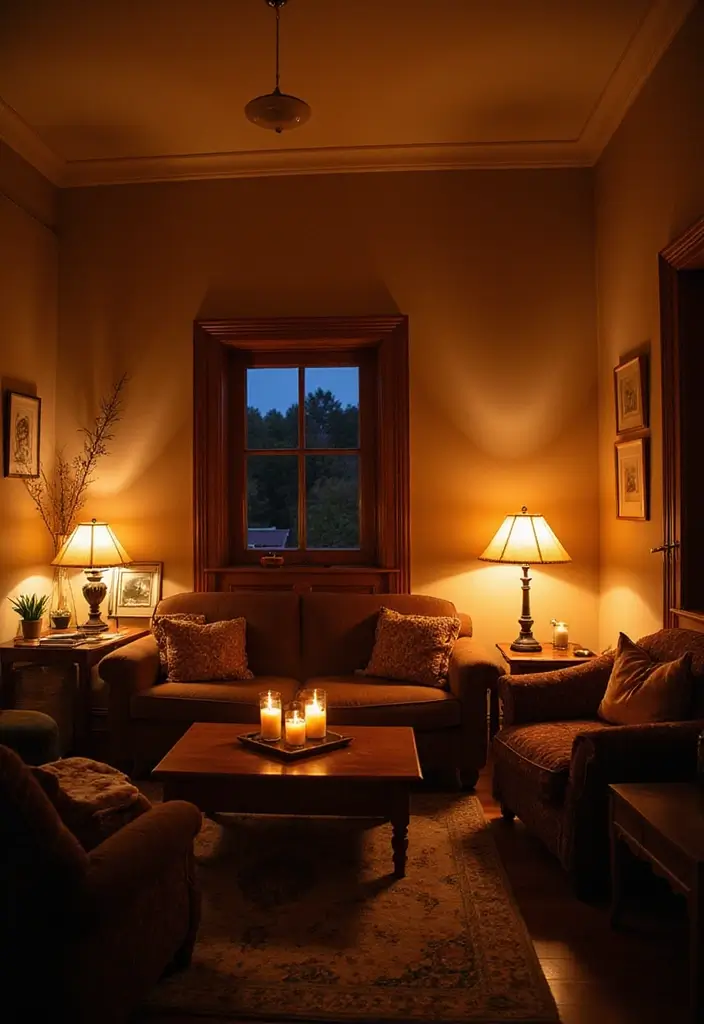 29 Living Room Ideas Cozy Styles That Feel Warm and Relaxing - 4. Add Warm Lighting