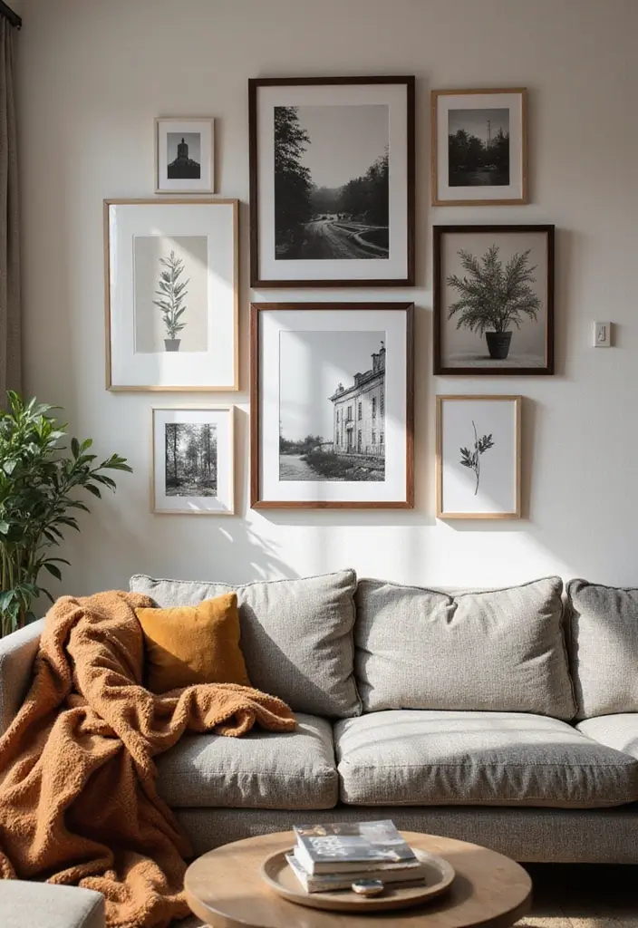 29 Living Room Ideas Cozy Styles That Feel Warm and Relaxing - 5. Create a Gallery Wall