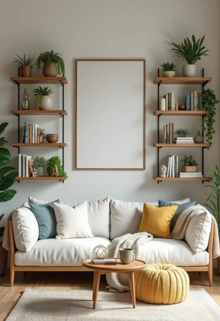 29 Living Room Ideas Cozy Styles That Feel Warm and Relaxing - 8. Go for Open Shelving