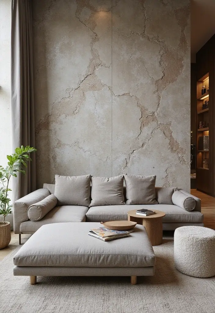 29 Living Room Ideas Simple Designs That Feel Clean and Minimal - 11. Textured Walls