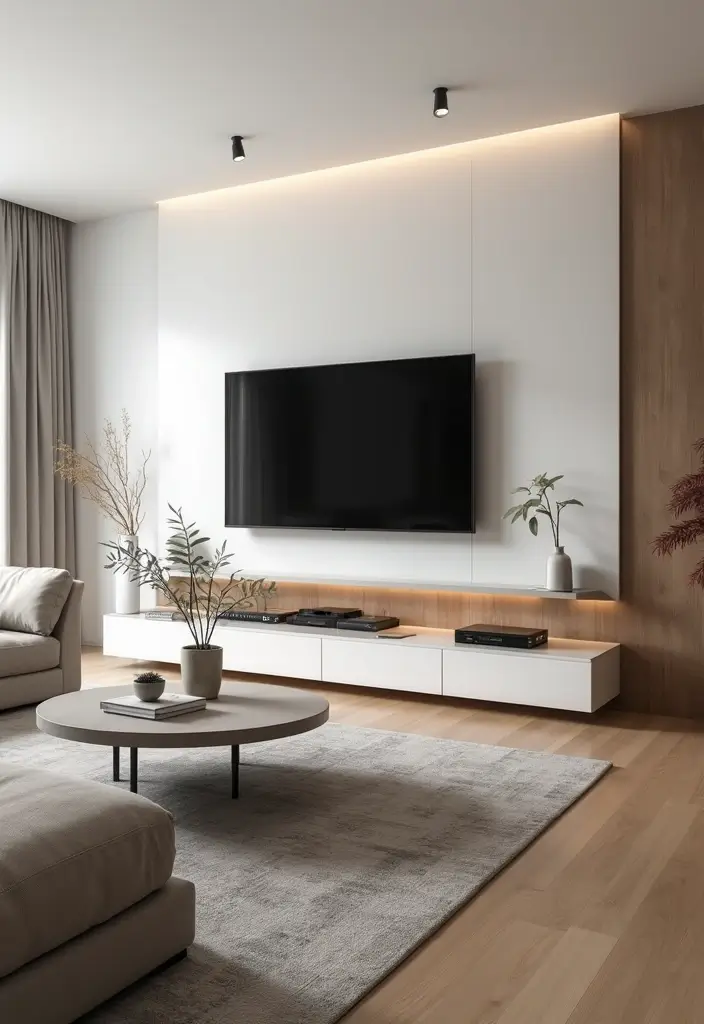 29 Living Room Ideas Simple Designs That Feel Clean and Minimal - 25. Seamless Technology Integration