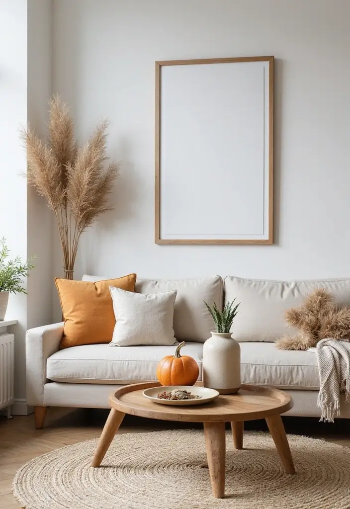 29 Living Room Ideas Simple Designs That Feel Clean and Minimal - 26. Simple Seasonal Decor