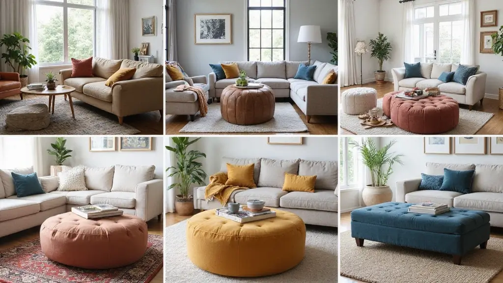 29 Ottoman Living Room Ideas That Add Comfort and Storage