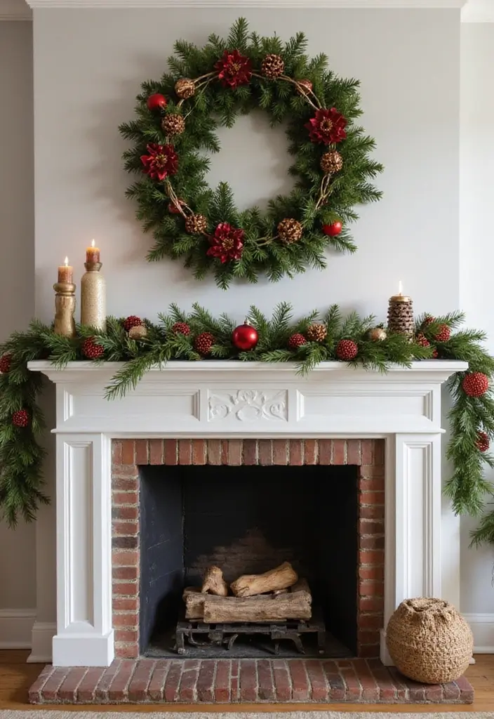 29 Red and Gold Living Room Decor Ideas That Feel Festive and Luxurious - 22. Elegant Wall Wreaths