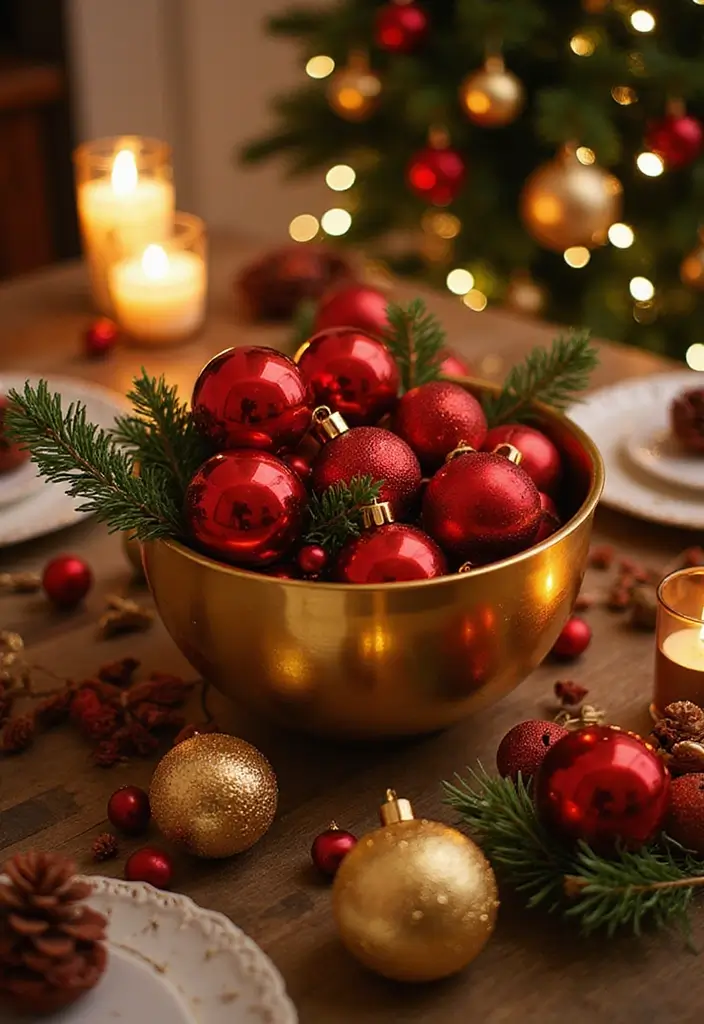 29 Red and Gold Living Room Decor Ideas That Feel Festive and Luxurious - 6. Elegant Holiday Centerpieces