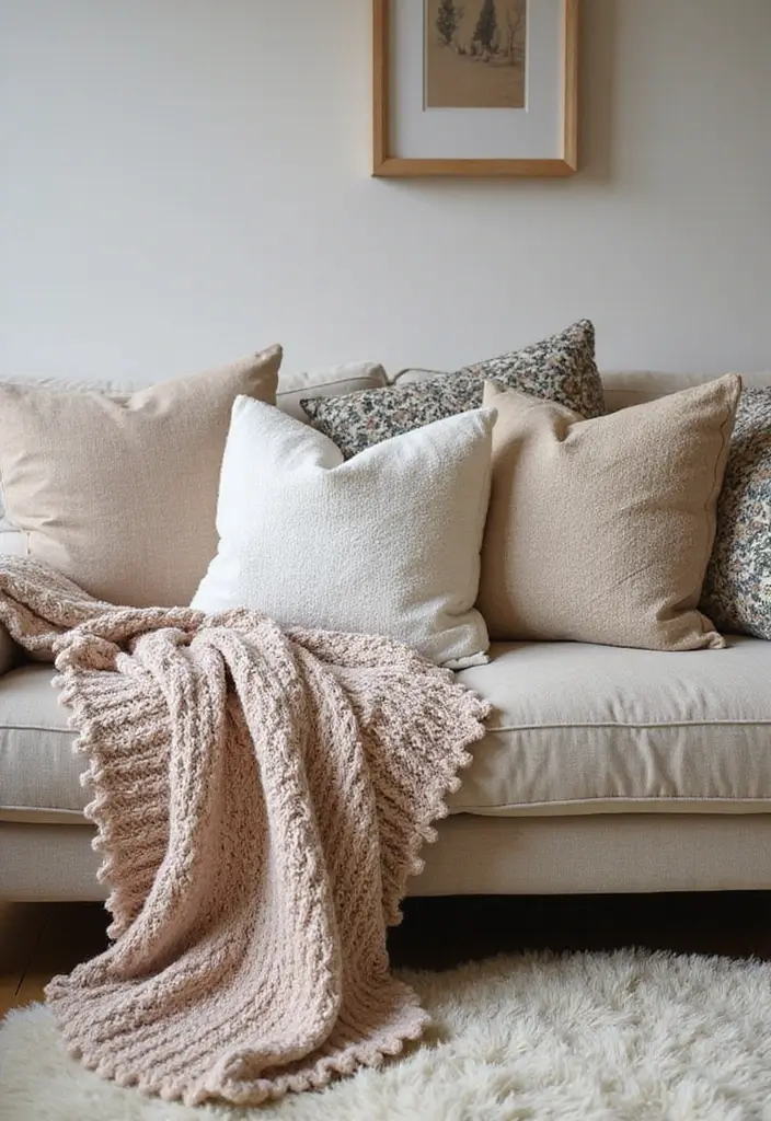 29 Rustic Cabin Living Room Ideas That Feel Warm and Inviting - 2. Layer Textiles for Warmth