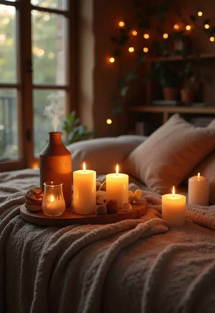 29 Rustic Cabin Living Room Ideas That Feel Warm and Inviting - 28. Create a Warm Atmosphere with Aromas