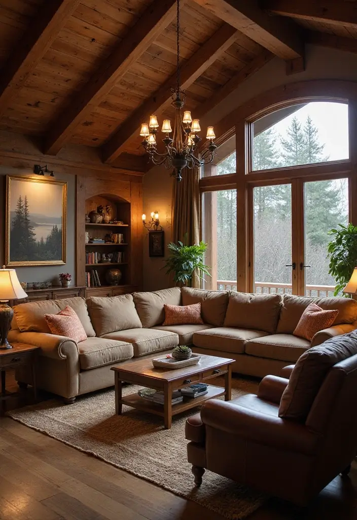 29 Rustic Cabin Living Room Ideas That Feel Warm and Inviting - 6. Choose Cozy Furniture