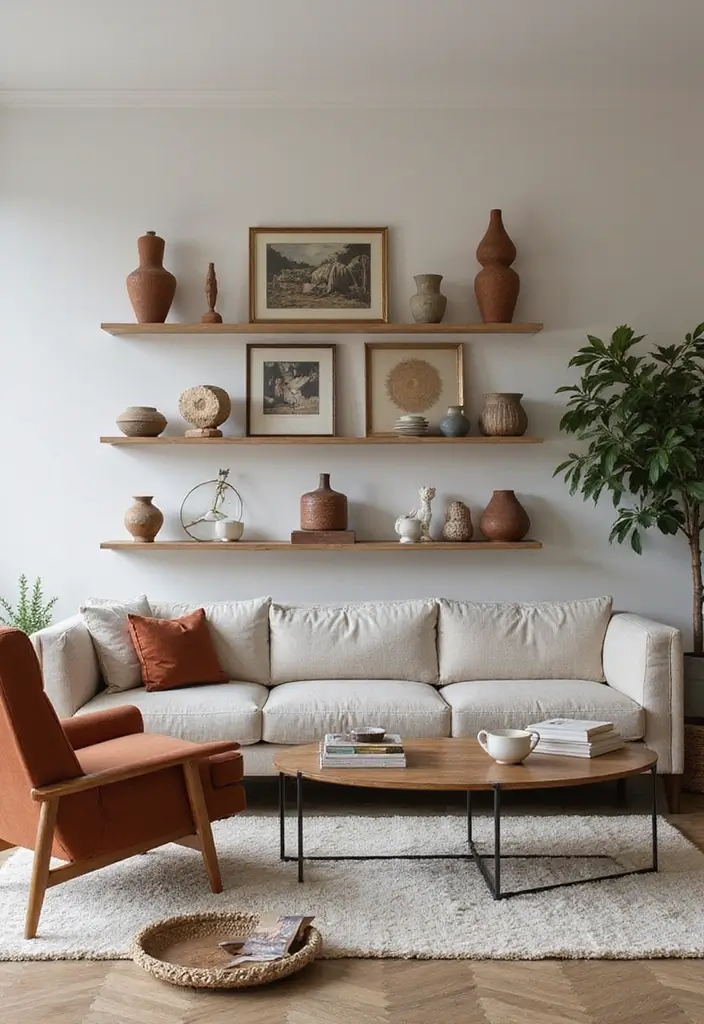 29 Vintage Wall Art Living Room Ideas That Feel Timeless and Elegant - 20. Vintage Abstract Sculptures