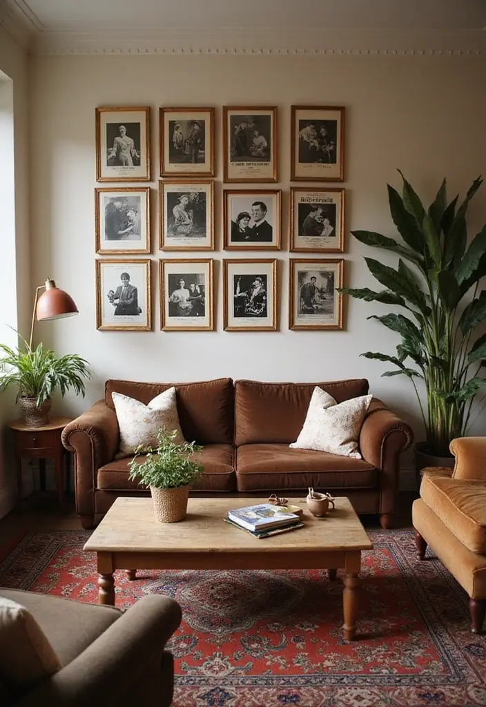 29 Vintage Wall Art Living Room Ideas That Feel Timeless and Elegant - 25. Vintage Movie Lobby Cards