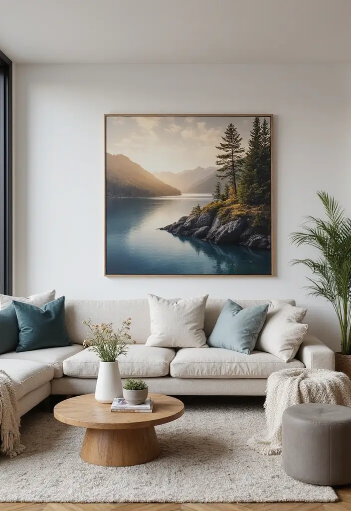 29 Wall Highlight Ideas Living Room That Add Drama and Depth - 15. Custom Art Pieces