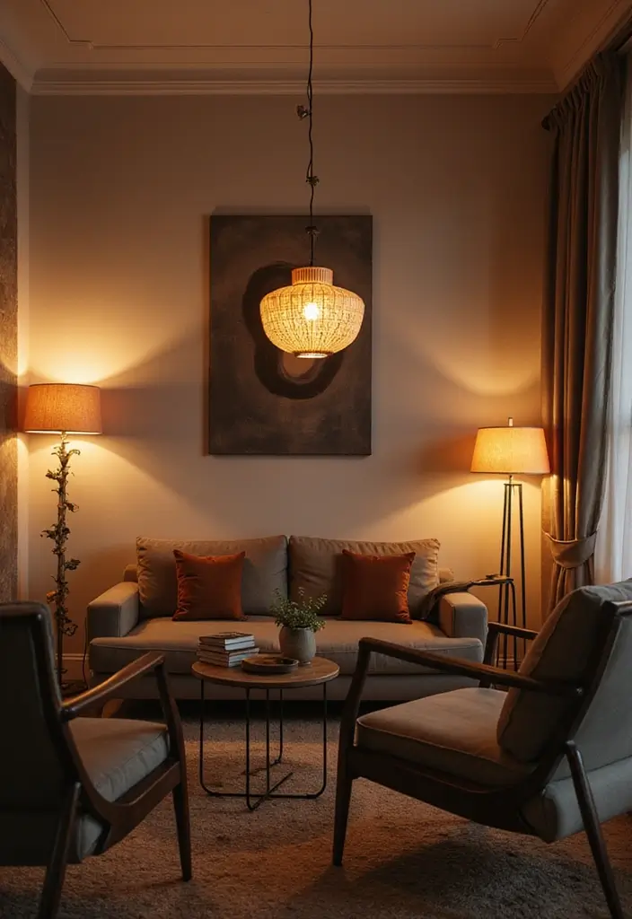 29 Wall Highlight Ideas Living Room That Add Drama and Depth - 16. Creative Lighting