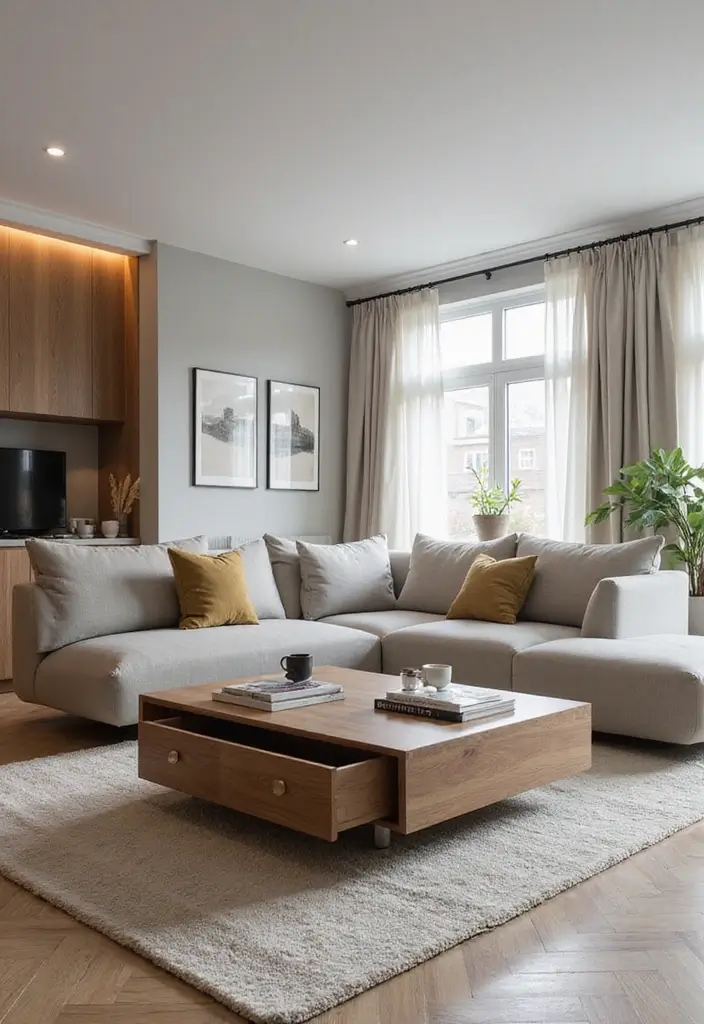 29 Wall Highlight Ideas Living Room That Add Drama and Depth - 17. Multi-Purpose Furniture