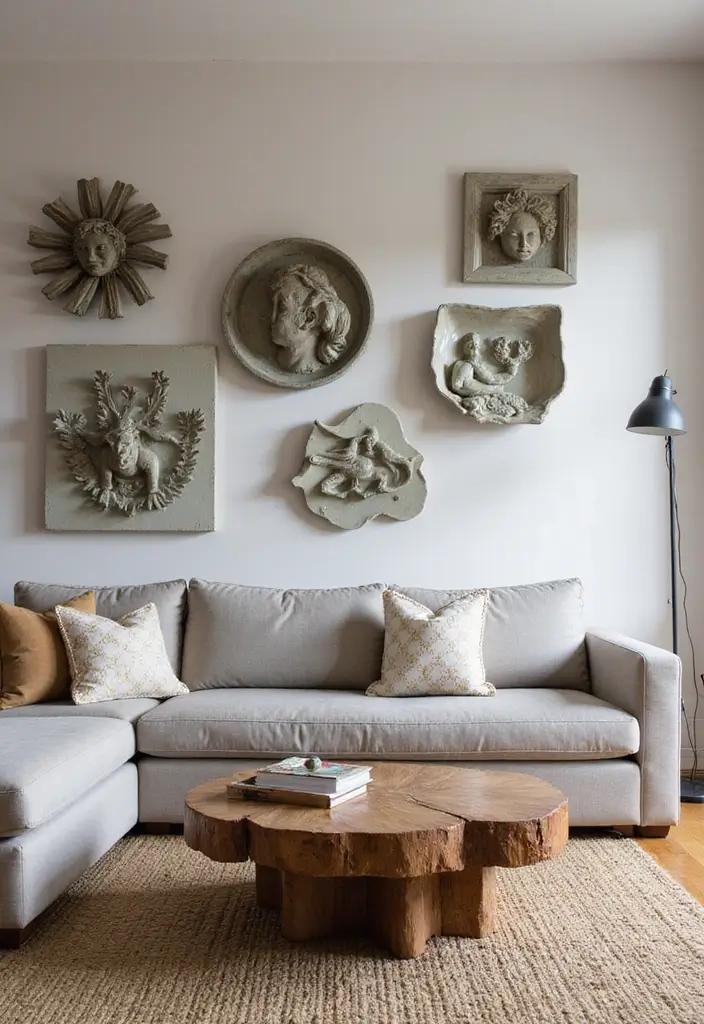 29 Wall Highlight Ideas Living Room That Add Drama and Depth - 9. Artistic Installations